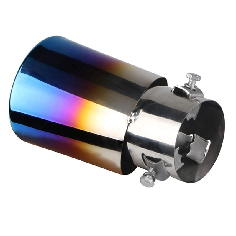 idain Universal Curved Type Stainless Steel Bolt-On Car Exhaust Tail Muffler Tip Pipes Fit Pipes Diameter 1.5" to 2.1",Blue Burnt - Image 3